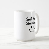 Smile More, Stress Less Doodle Design コーヒーマグカップ (正面右)