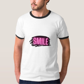 Smile Neon Text メンズリングTシャツ Tシャツ