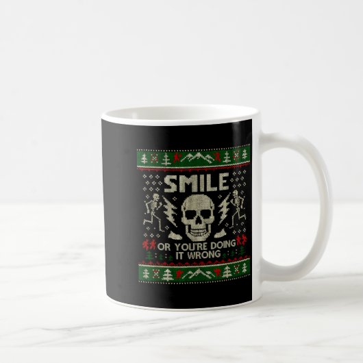 Smile Or You're Doing It Wrong Skeleton Skull Holi コーヒーマグカップ (右)