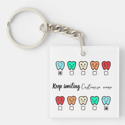  Smile" Personalized tooth keychain-dental gift キーホルダー (正面)