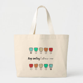  Smile" Personalized Tote Bag - dental gift ラージトートバッグ
