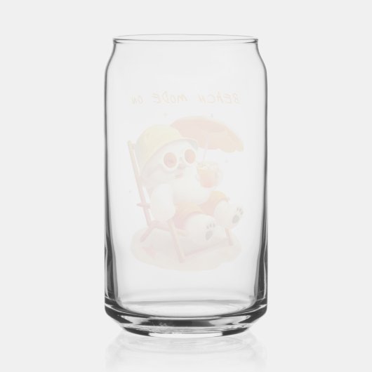 Smile Pup: Beach Mode On Smiling Bichon Frise ガラス缶 (正面)