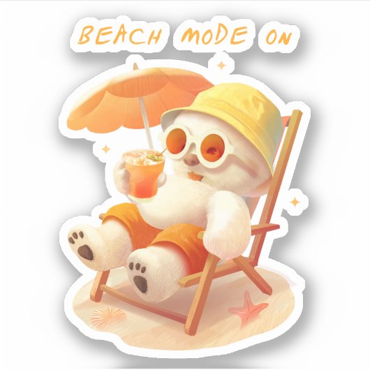 Smile Pup: Beach Mode On Smiling Bichon Frise シール (正面)