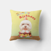 Smile Pup: Happy Birthday Bichon & Cake Art クッション (裏面)