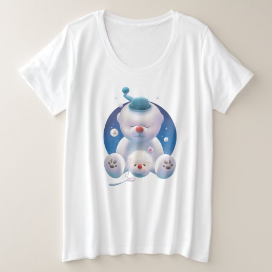 Smile Pup: Ice Shaver Dreamland & Polar Bear プラスサイズTシャツ (デザイン正面)