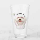 Smile Pup: Music Vibes Smiling Bichon Art タンブラーグラス (正面)