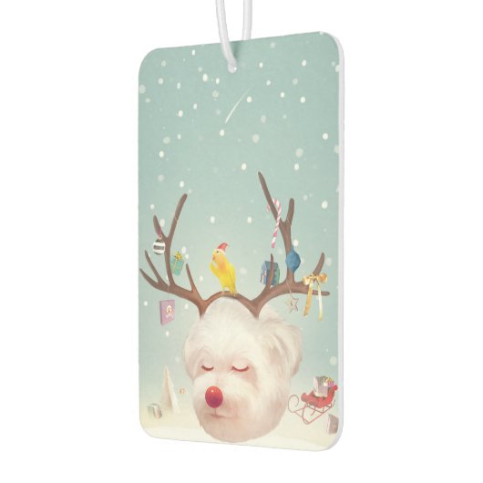 Smile Pup: Reindeer Antlers Christmas Bichon カーエアーフレッシュナー (左)