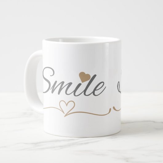 Smile Script 母の日と誕生日のギフト ジャンボコーヒーマグカップ (正面左)