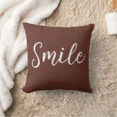 Smile Throw Pillow Brown White クッション (ブランケット)