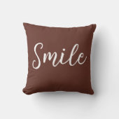 Smile Throw Pillow Brown White クッション (正面)