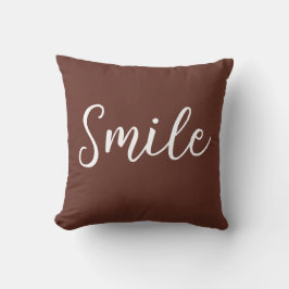 Smile Throw Pillow Brown White クッション