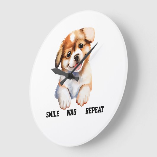 SMILE WAG REPEAT -CUTE DOG ラージ壁時計 (傾斜)