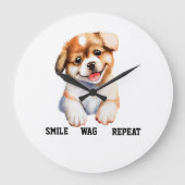 SMILE WAG REPEAT -CUTE DOG ラージ壁時計 (正面)