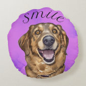 Smile With A Puppy keychain Round Pillow ラウンドクッション (裏面)