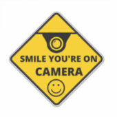 Smile You're On Camera Sign, Video Surveillance  シール (正面)