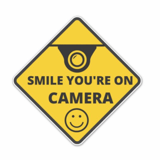 Smile You're On Camera Sign, Video Surveillance シール (正面)