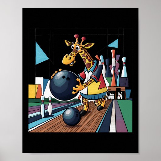 Smilefuntees おもしろい Giraffeボーリングスポーツ漫画 ポスター (正面)