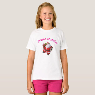 「Smilesの季節」 かわいい赤ちゃんのクリスマスTシャツ Tシャツ