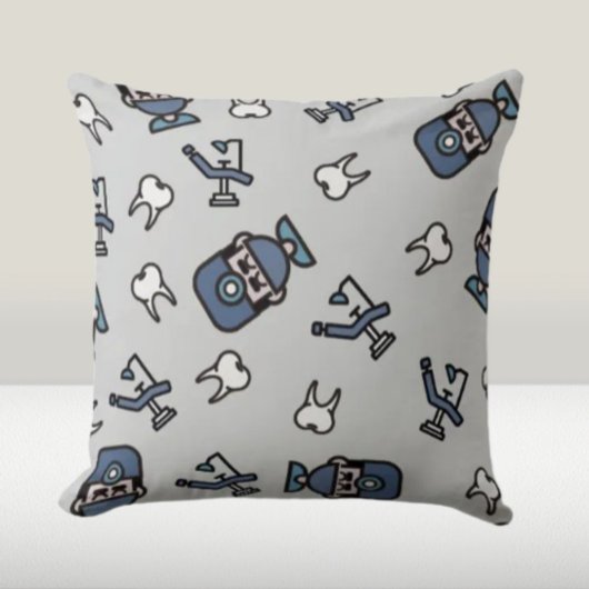 Smiles All Around – Dentist-Themed Throw Pillow クッション