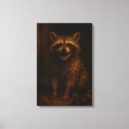 Smiles Are Free: Grinning Alleyway Raccoon キャンバスプリント