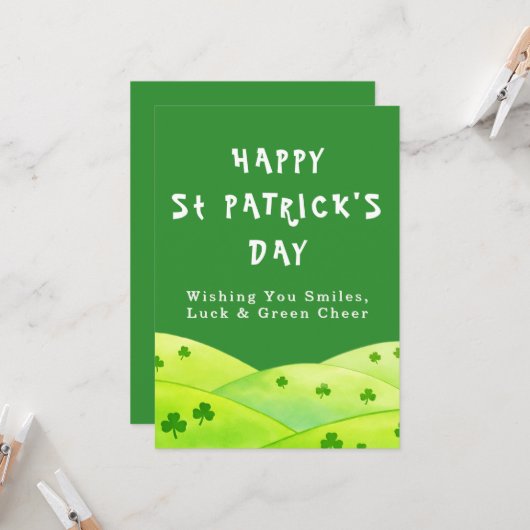 Smiles Luck Green St Patrick Day Greeting Card 招待状 (正面/裏面インサイチュ)