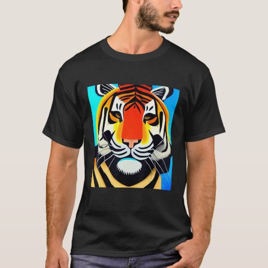 Smileteesanim クールな虎のキュビズムアート tシャツ (正面)