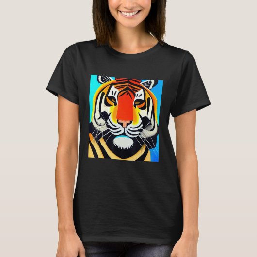 Smileteesanim  Cool Tiger Cubism Art Tシャツ (正面)