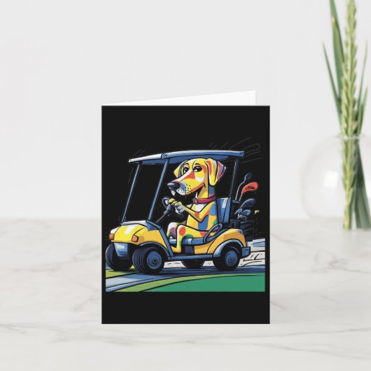 Smileteessports Funny Yellow Lab Dog Driving Golf  カード (正面)