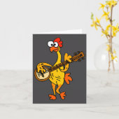 Smileteestank Funny Rubber Chicken Playing Banjo C カード (黄色い花)