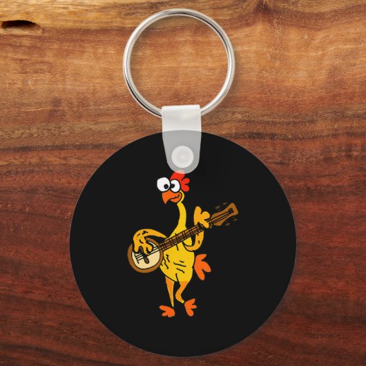 Smileteestank Funny Rubber Chicken Playing Banjo C キーホルダー (正面)