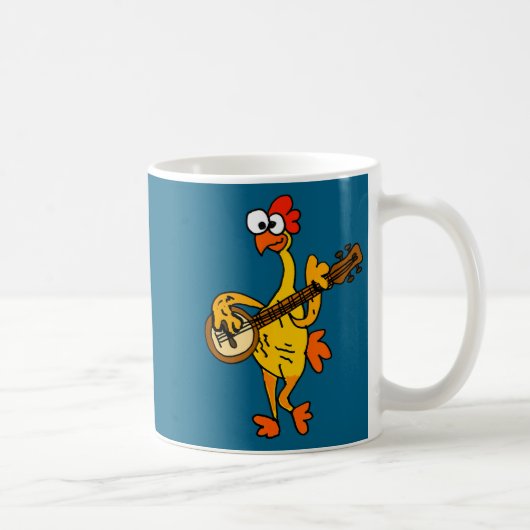 Smileteestank Funny Rubber Chicken Playing Banjo C コーヒーマグカップ (右)
