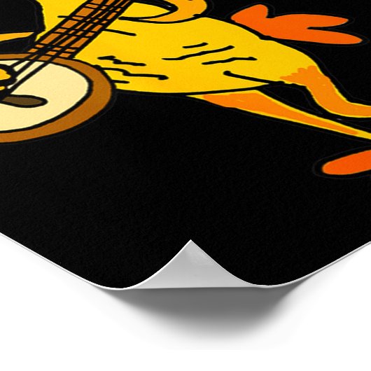 Smileteestank Funny Rubber Chicken Playing Banjo C ポスター (角)