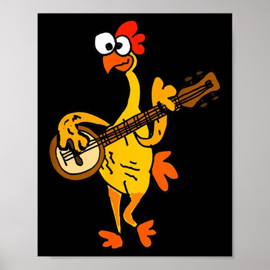 Smileteestank Funny Rubber Chicken Playing Banjo C ポスター (正面)