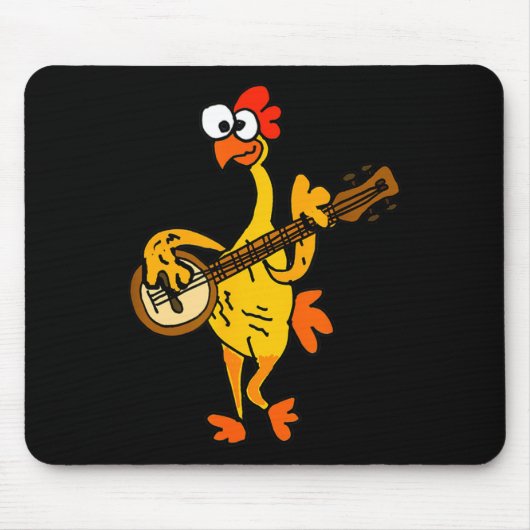 Smileteestank Funny Rubber Chicken Playing Banjo C マウスパッド (正面)