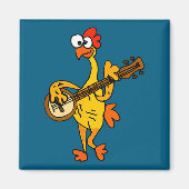 Smileteestank Funny Rubber Chicken Playing Banjo C マグネット (正面)