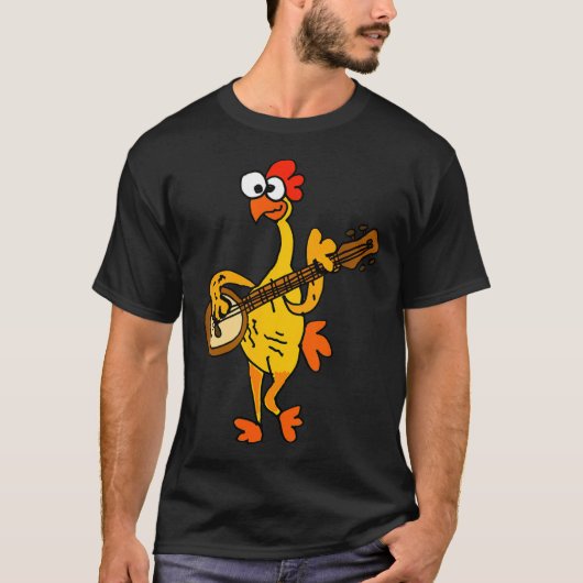 Smileteestank Funny Rubber Chicken Playing Banjo C Tシャツ (正面)