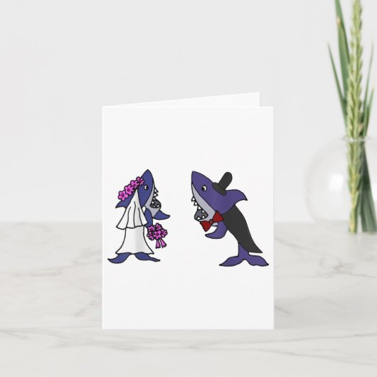Smiletodayteesおもしろいシャーク花嫁と新郎_1 カード (正面)