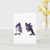 Smiletodayteesおもしろいシャーク花嫁と新郎_1 カード (黄色い花)