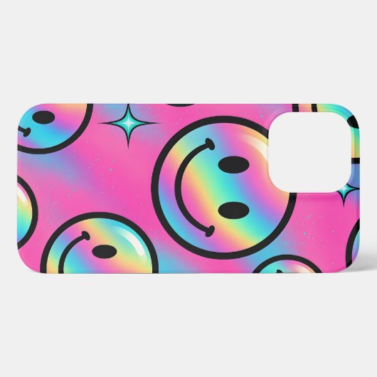 Smiley Arc-en-Ciel – Coque iPhone Rétro Y2K  iPhoneケース (裏面横)