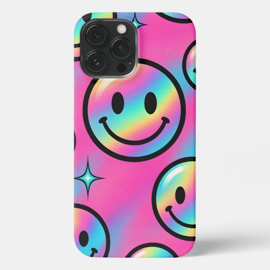 Smiley Arc-en-Ciel – Coque iPhone Rétro Y2K  iPhoneケース (裏面)