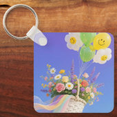 Smiley Balloon and Flower Basket Keychain キーホルダー (正面)