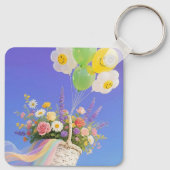 Smiley Balloon and Flower Basket Keychain キーホルダー (裏面)