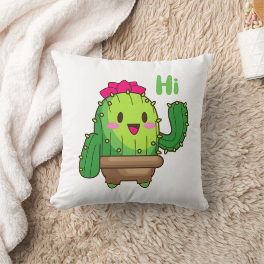 Smiley Cactus Pillow – Hello Plant Design クッション (ブランケット)