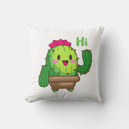 Smiley Cactus Pillow – Hello Plant Design クッション (正面)