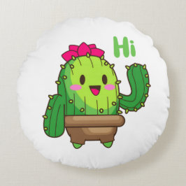 Smiley Cactus Pillow – Hello Plant Design ラウンドクッション