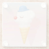 Smiley Cone: 3D Cute Dog Ice Cream Character Art ガラスコースター (裏面)