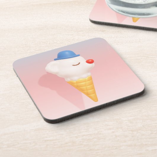Smiley Cone: 3D Cute Dog Ice Cream Character Art コースター (左側)