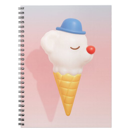 Smiley Cone: 3D Cute Dog Ice Cream Character Art ノートブック (正面)