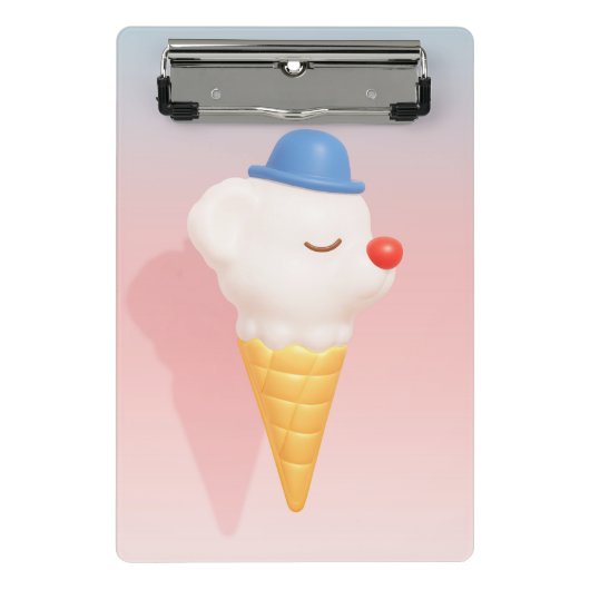 Smiley Cone: 3D Cute Dog Ice Cream Character Art ミニクリップボード (正面)