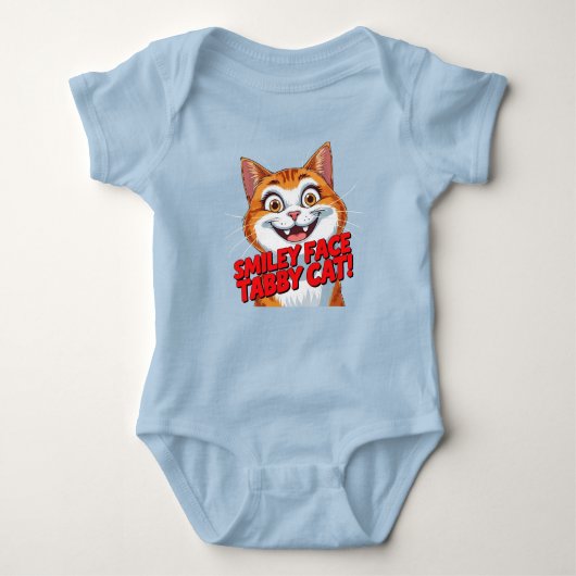Smiley Face Tabby Cat!!! Baby BodySuit ベビーボディスーツ (正面)